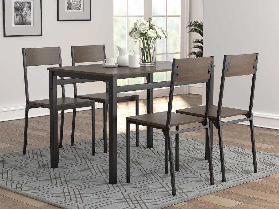 CoasterEveryday - Lana - 5 Piece Dining Set - Ark Brown And Matte Black - 5th Avenue Furniture