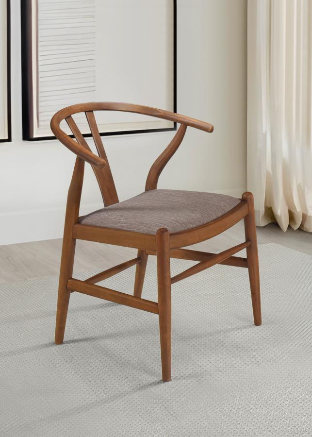 Coaster Fine Furniture - Dinah - Danish Y-Shaped Back Wishbone Dining Side Chair (Set of 2) - Walnut And Brown - 5th Avenue Furniture