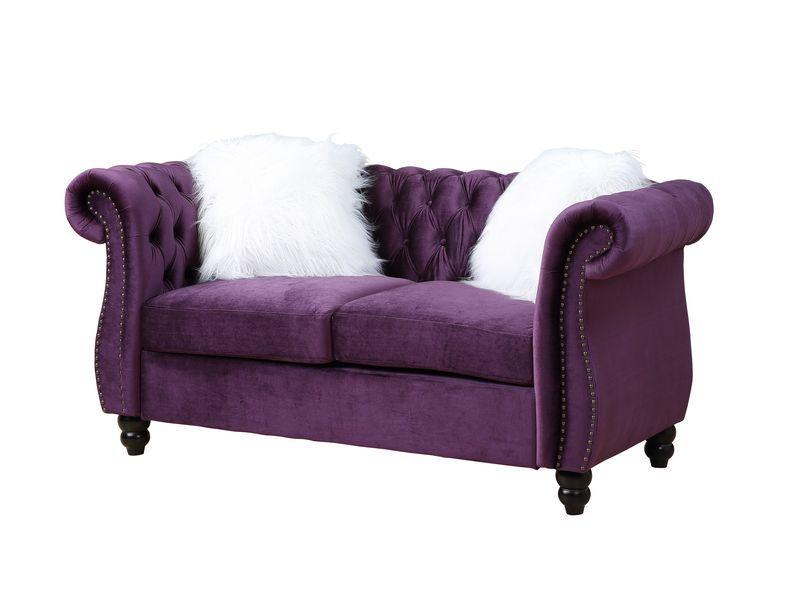 ACME - Thotton - Loveseat - Purple Velvet - 5th Avenue Furniture