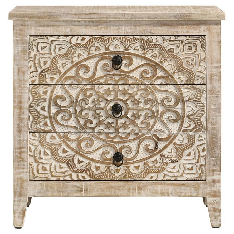 Coaster Fine Furniture - Mariska - 3-Drawer Wooden Accent Cabinet - White Distressed - 5th Avenue Furniture