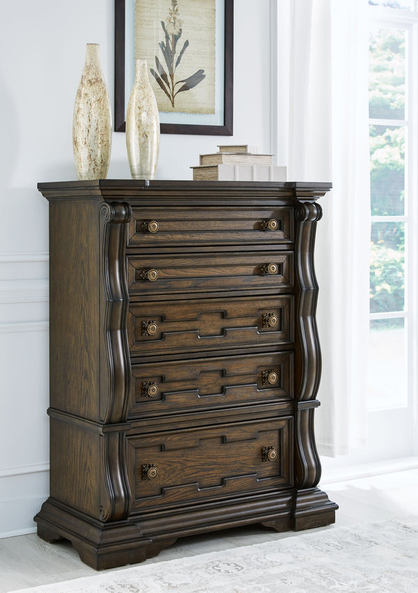 Maylee - Dark Brown - Five Drawer Chest - 5th Avenue Furniture