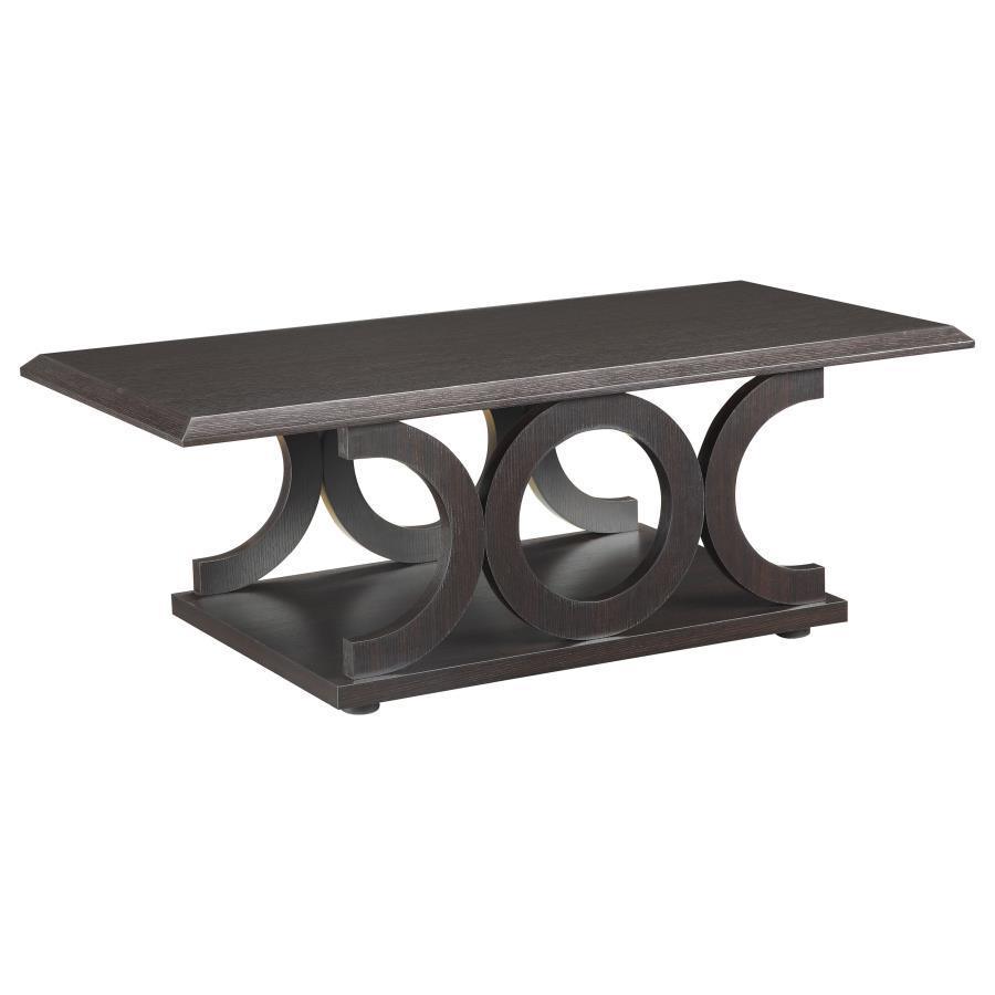 CoasterEveryday - Shelly - C-Shaped Base - Coffee Table - Cappuccino - 5th Avenue Furniture