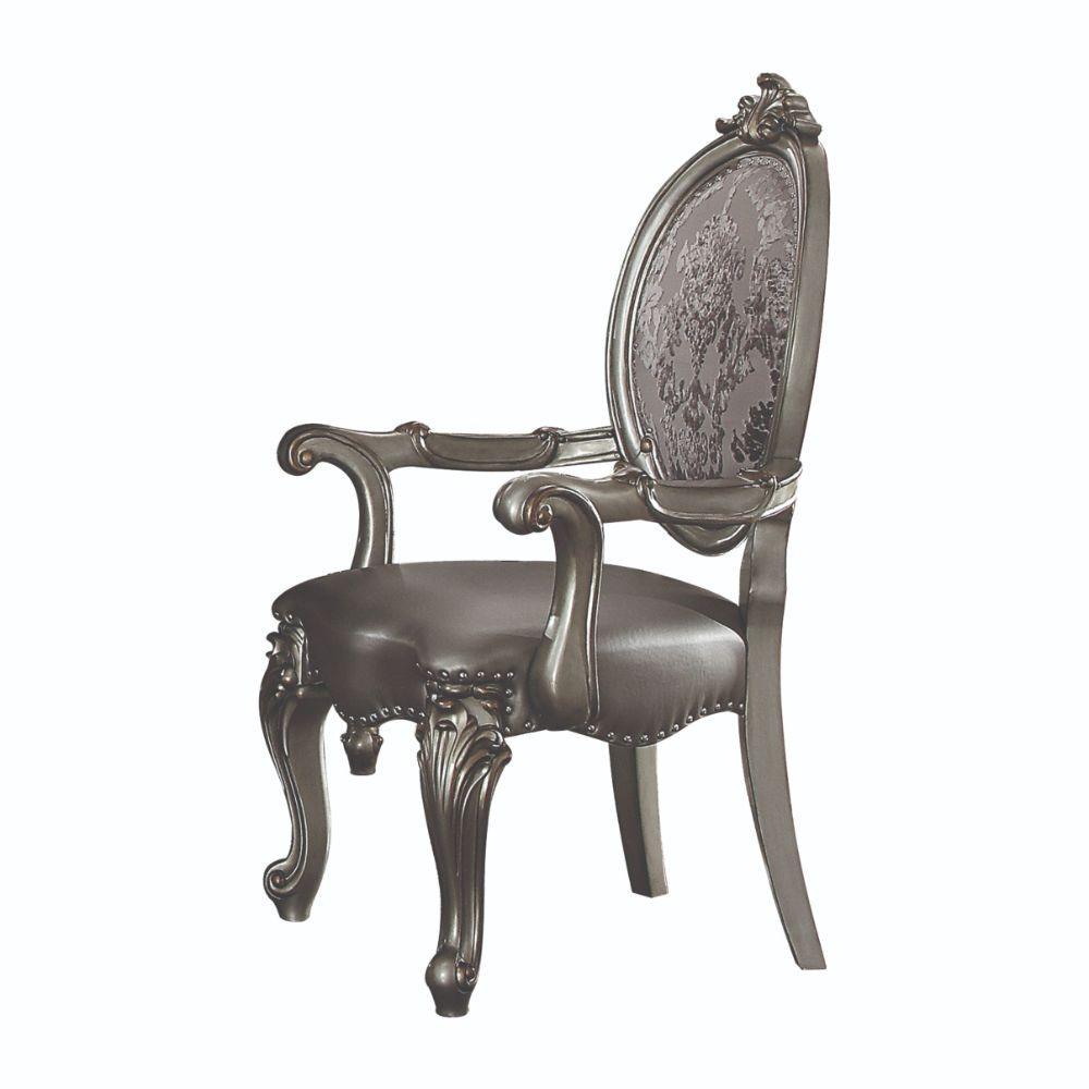 ACME - Versailles - Chair (Set of 2) - Silver PU & Antique Platinum - 5th Avenue Furniture