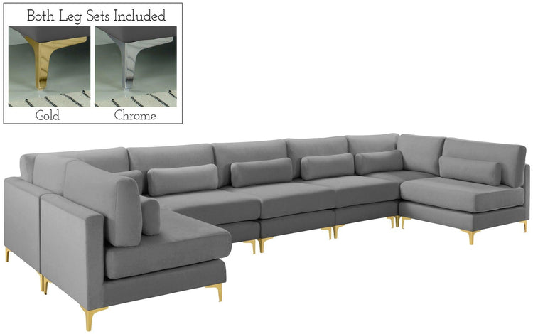 Meridian Furniture - Julia - Modular Sectional 7 Piece - Gray - 5th Avenue Furniture