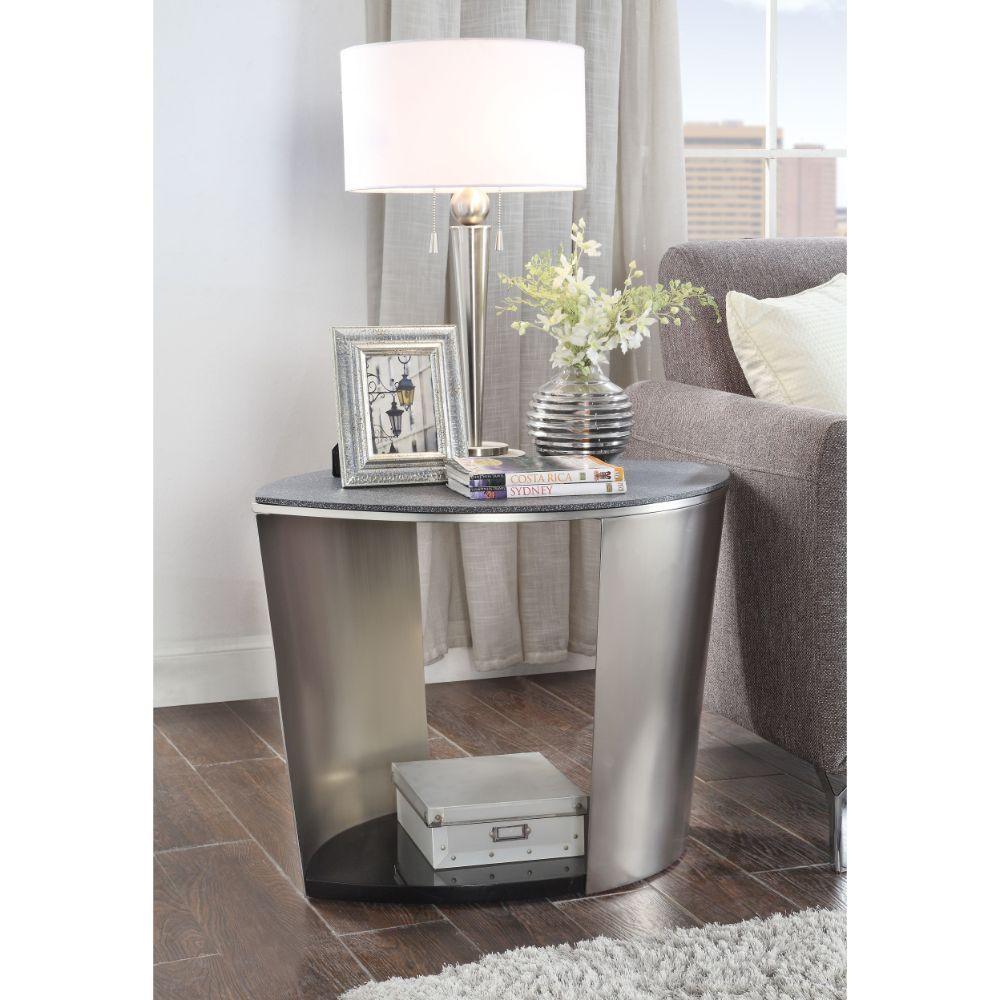 ACME - Thyge - End Table - Satin Plated & Glass Stone - 5th Avenue Furniture