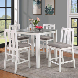 Furniture of America - Dunseith - 5 Piece Counter Height Set - White / Gray - 5th Avenue Furniture