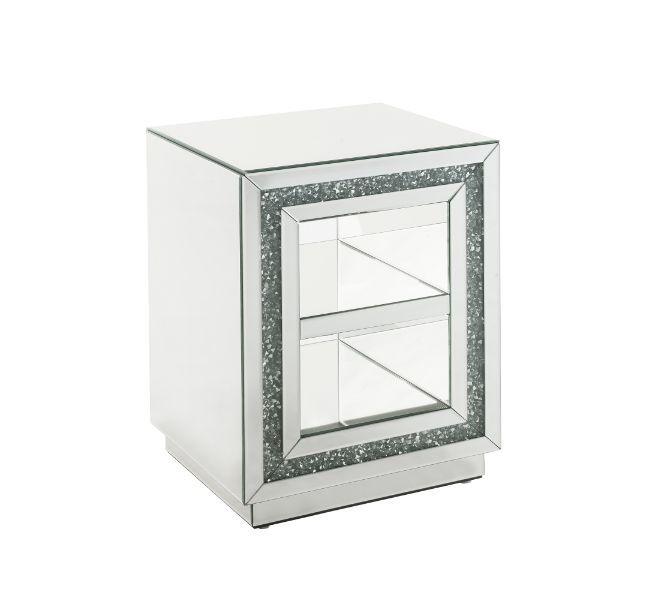 ACME - Noralie - End Table With 2 Tier Shelf - Mirrored & Faux Diamonds - 24" - 5th Avenue Furniture