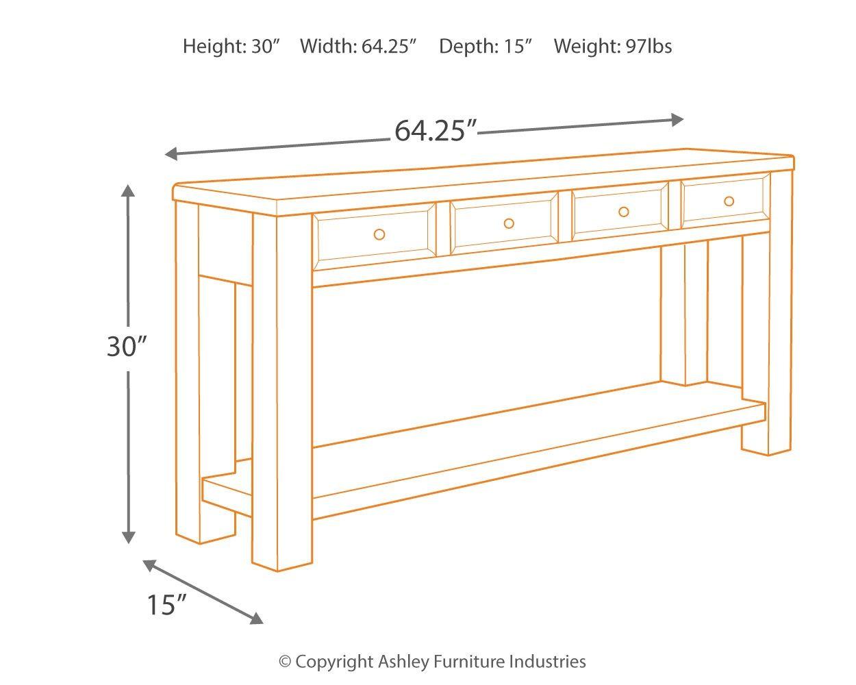 Ashley Furniture - Gavelston - Black - Sofa Table - 5th Avenue Furniture