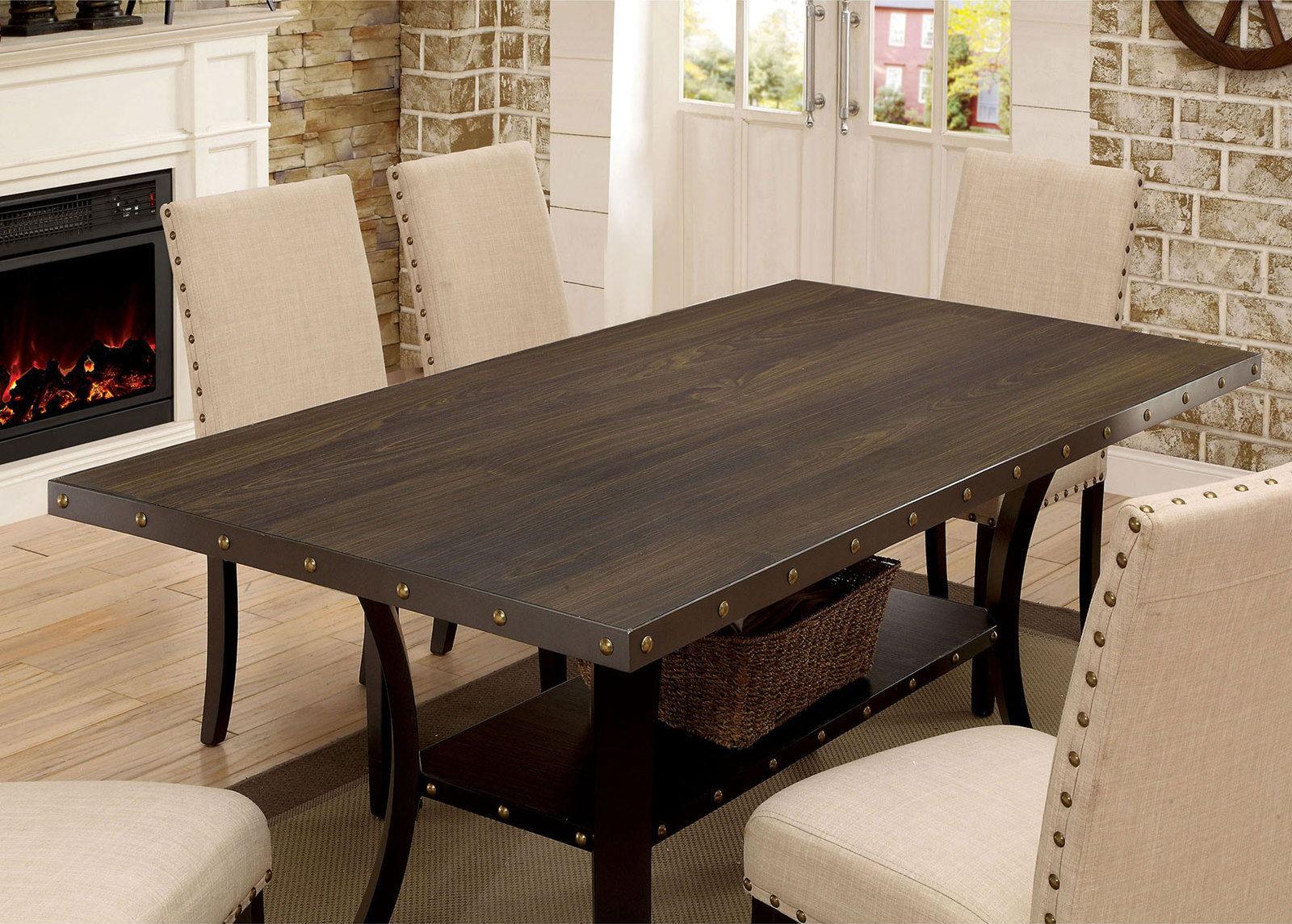 Furniture of America - Kaitlin - Dining Table - Light Walnut / Beige - 5th Avenue Furniture