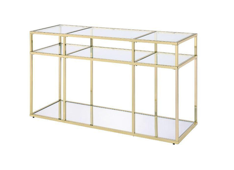 ACME - Uchenna - Accent Table - Clear Glass & Gold Finish - 30" - 5th Avenue Furniture