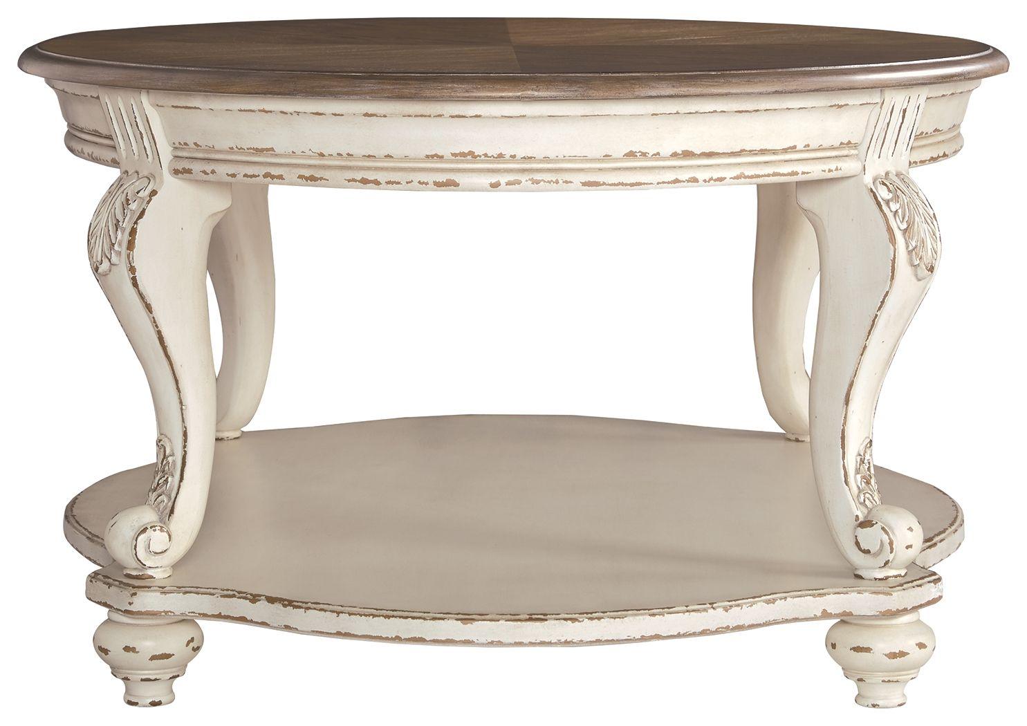 Ashley Furniture - Realyn - White / Brown - Oval Cocktail Table - 5th Avenue Furniture