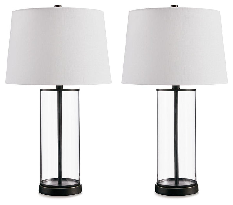 Signature Design by Ashley® - Wilmburgh - Clear / Bronze Finish - Glass Table Lamp (Set of 2) - 5th Avenue Furniture