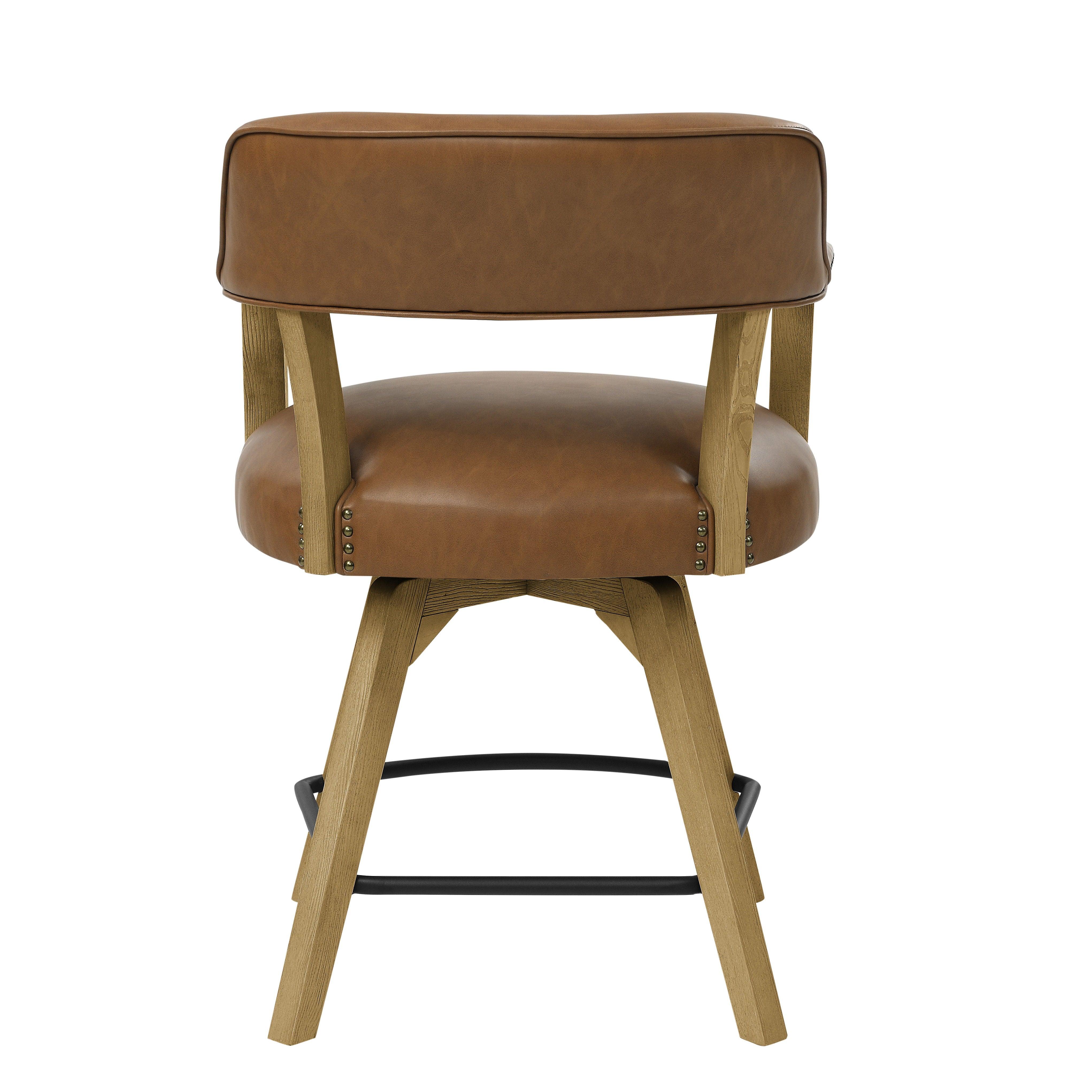 Steve Silver Furniture - Rylie - Swivel Vegan Leather Counter Chair - Camel - 5th Avenue Furniture