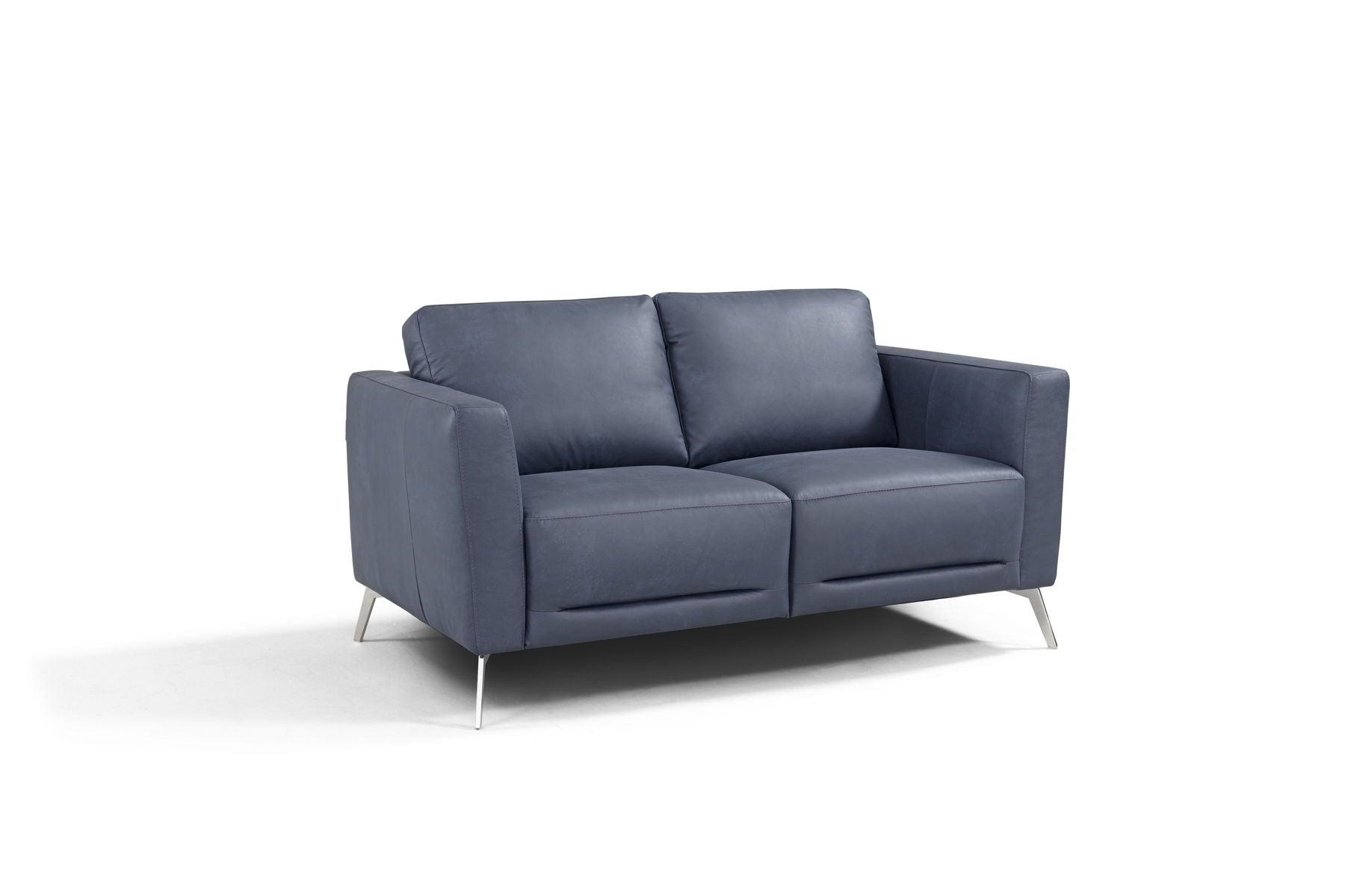 ACME - Astonic - Loveseat - Blue Leather - 5th Avenue Furniture