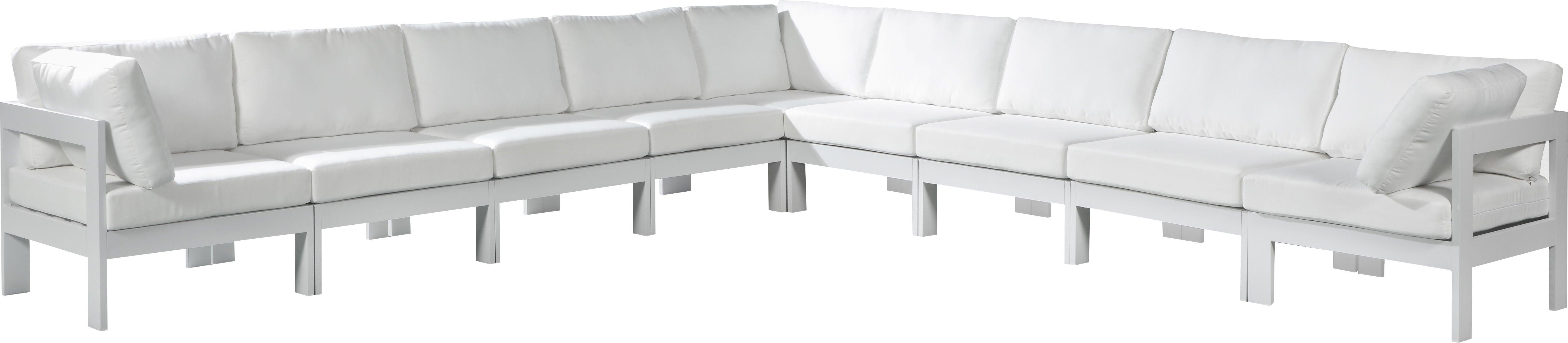 Meridian Furniture - Nizuc - Outdoor Patio Modular Sectional 9 Piece - White - Fabric - 5th Avenue Furniture