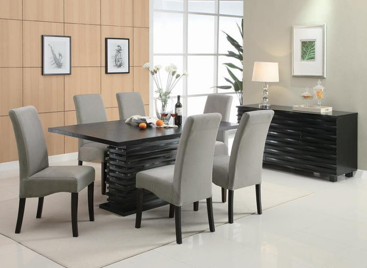 CoasterEssence - Stanton - Rectangle Pedestal Dining Table - Black - 5th Avenue Furniture