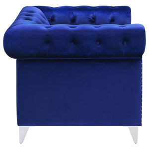 CoasterEssence - Bleker - Tufted Tuxedo Arm Chair - Blue - 5th Avenue Furniture