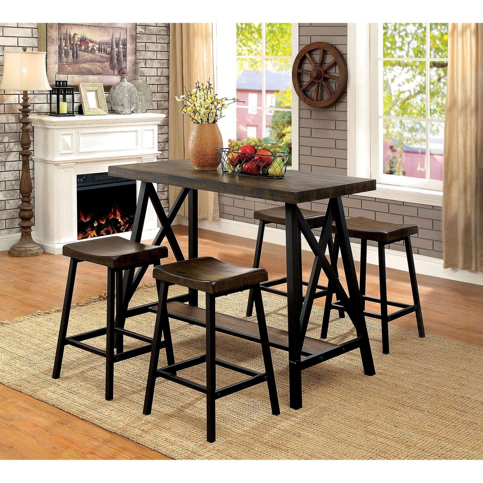Furniture of America - Lainey - Counter Height Table - Medium Weathered Oak / Black - 5th Avenue Furniture