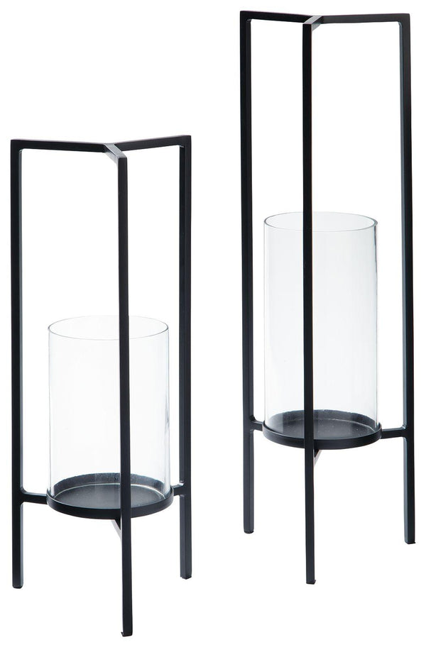 Ashley Furniture - Ginette - Black - Candle Holder Set (Set of 2) - 5th Avenue Furniture