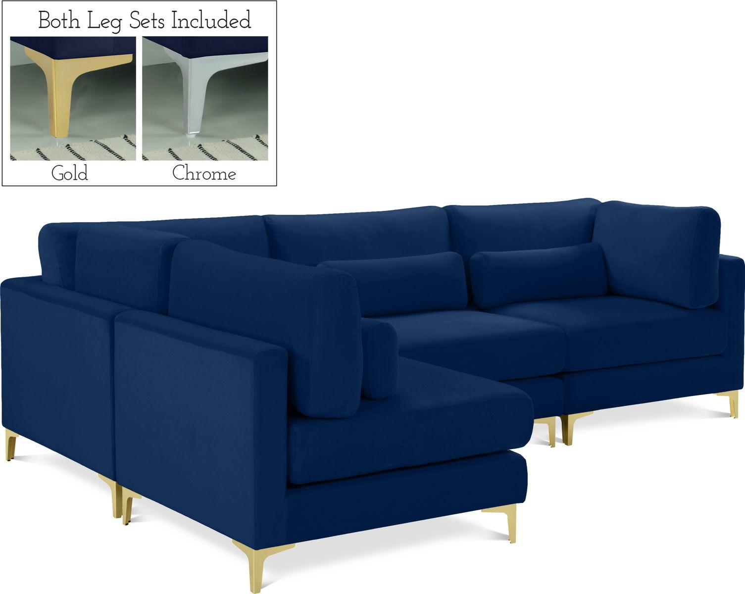 Meridian Furniture - Julia - Modular Sectional 4 Piece - Navy - 5th Avenue Furniture