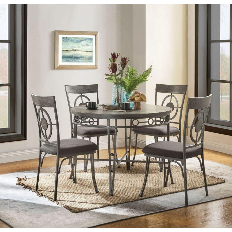 ACME - Landis - Dining Table - Oak & Gunmetal - 5th Avenue Furniture