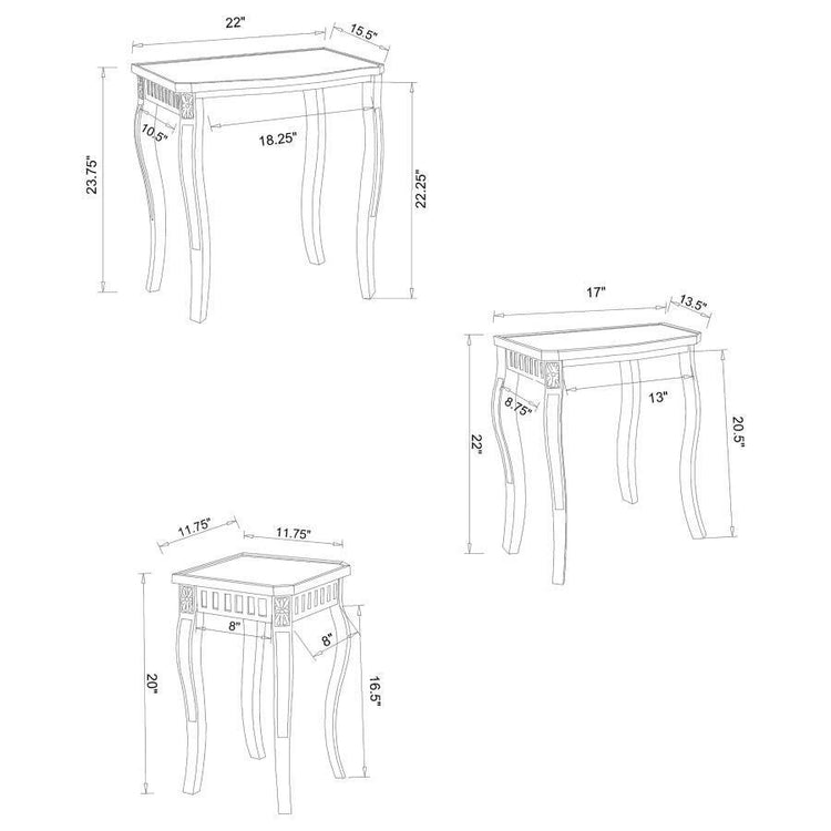 CoasterElevations - Daphne - 3 Piece Curved Leg Nesting Tables WArm - Brown - 5th Avenue Furniture