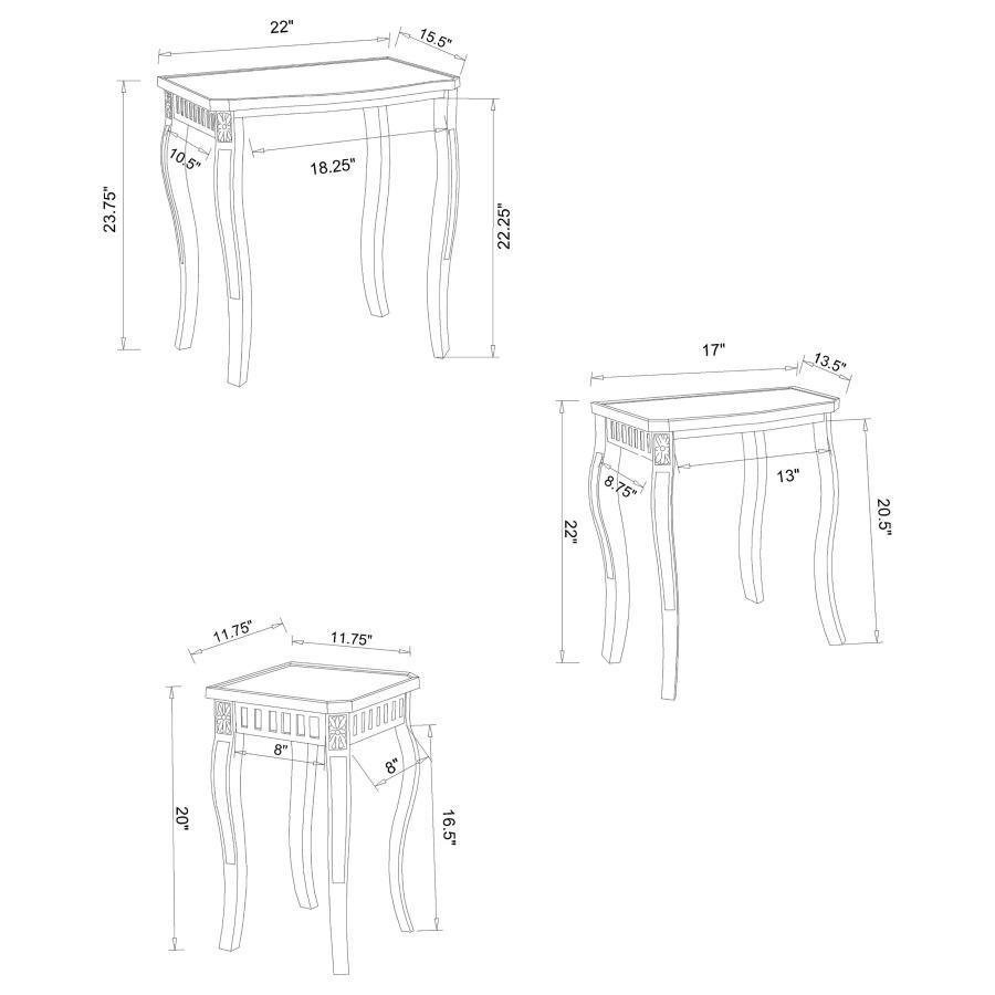 CoasterElevations - Daphne - 3 Piece Curved Leg Nesting Tables WArm - Brown - 5th Avenue Furniture