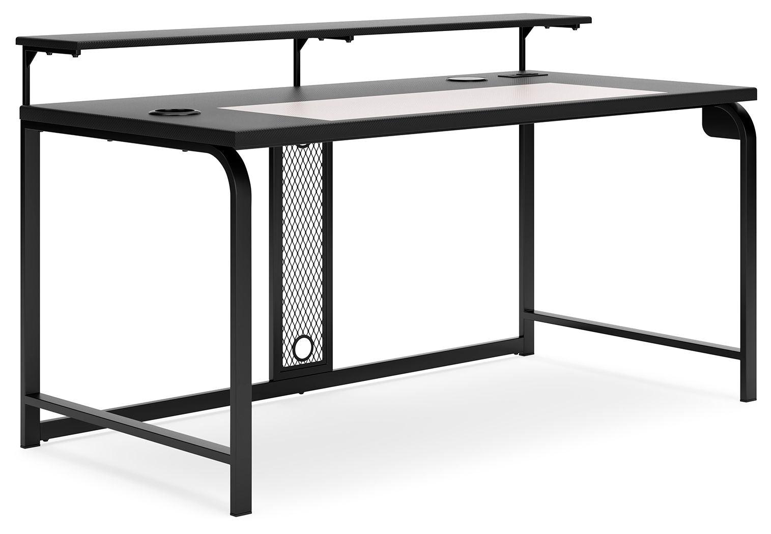 Signature Design by Ashley® - Lynxtyn - Black - Home Office Desk With Led Lighting - 5th Avenue Furniture