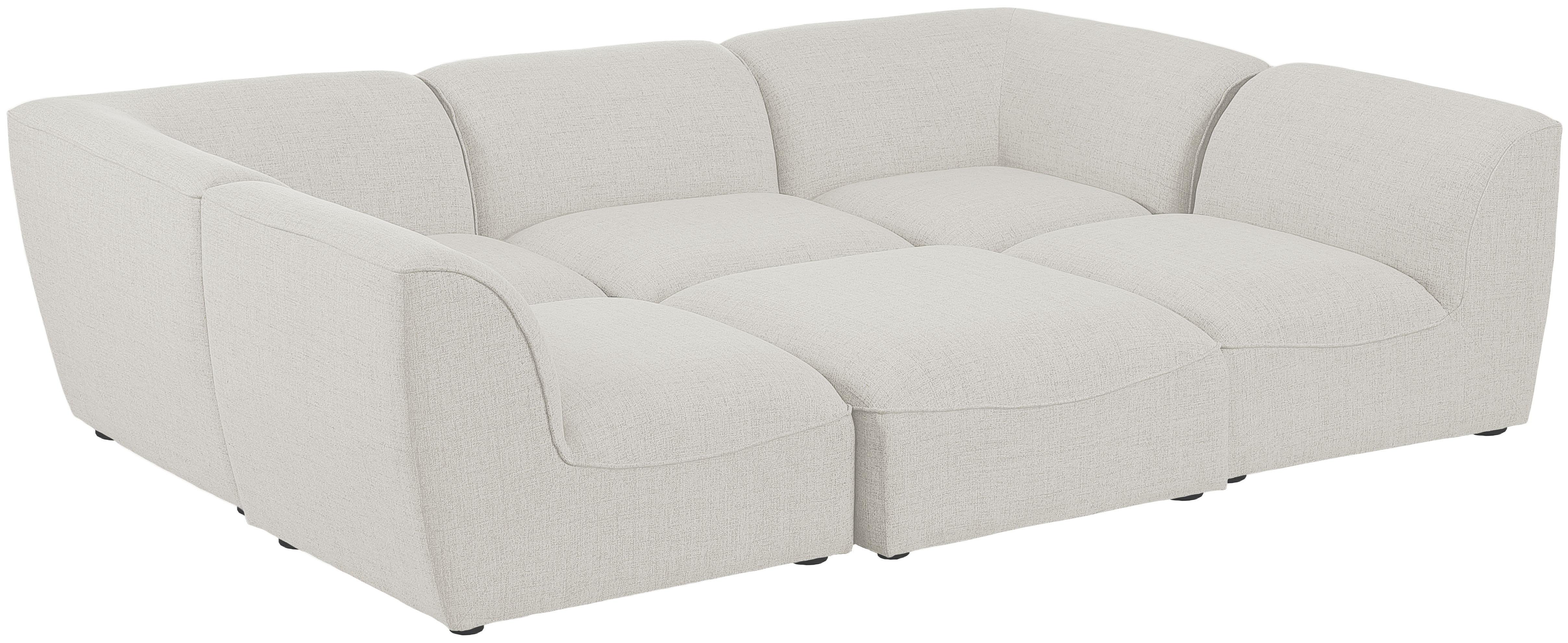 Meridian Furniture - Miramar - Modular Sectional 6 Piece - Cream - Fabric - Modern & Contemporary - 5th Avenue Furniture