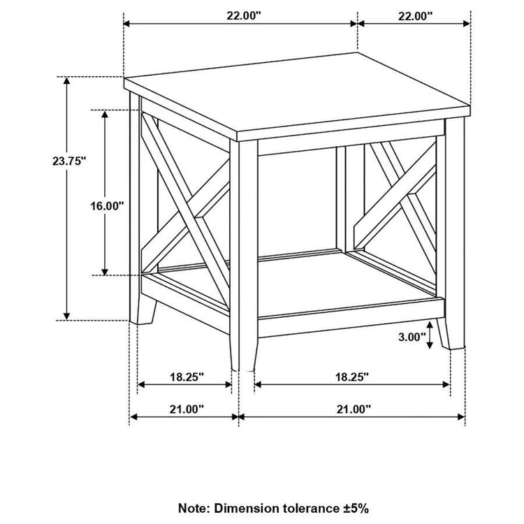 Coaster Fine Furniture - Maisy - Square Wooden End Table With Shelf - Brown And White - 5th Avenue Furniture