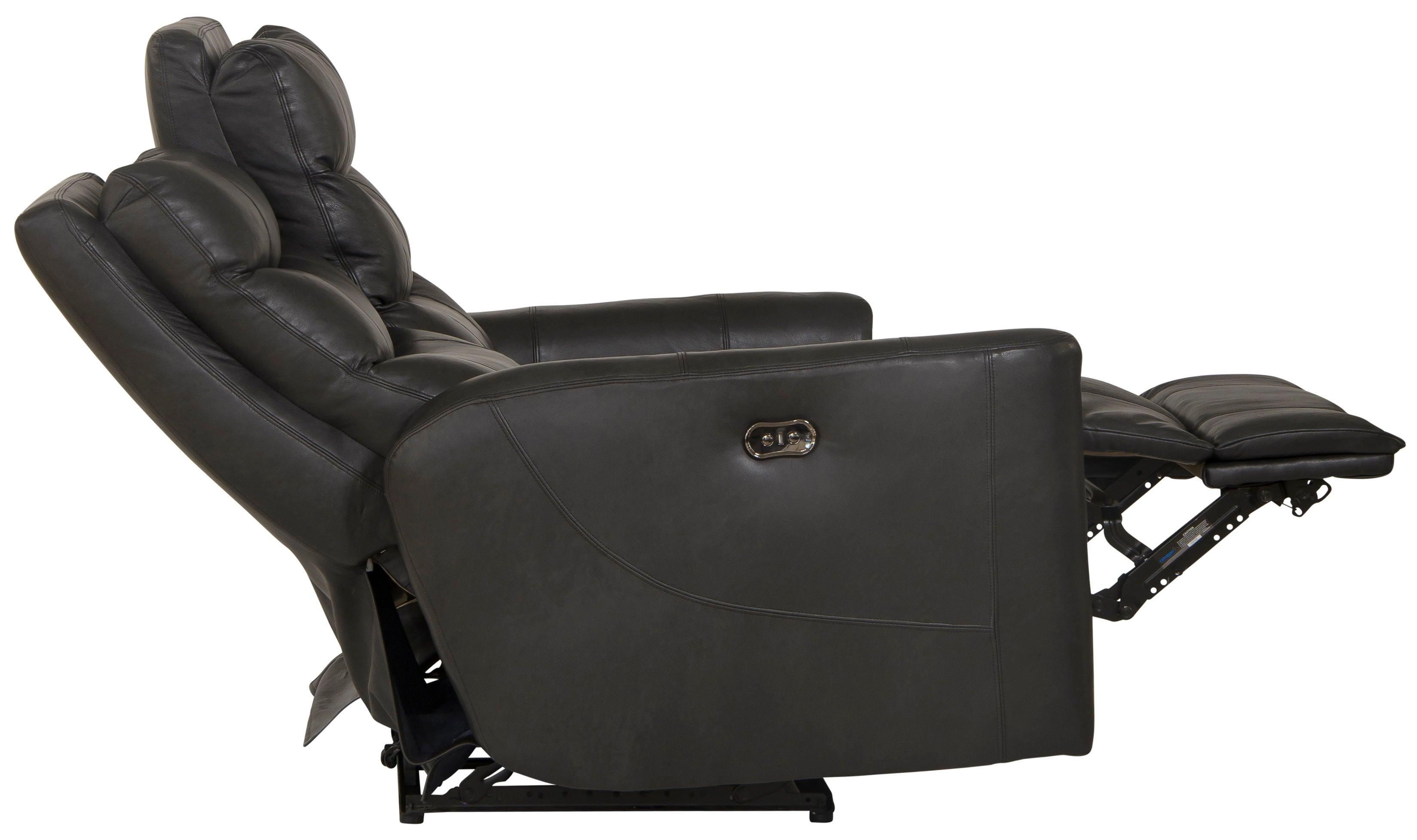 Catnapper - Bosa - Power Reclining Loveseat - Charcoal - Leather - 5th Avenue Furniture