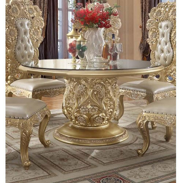 ACME - Cabriole - Dining Table - Gold Finish - 30" - 5th Avenue Furniture