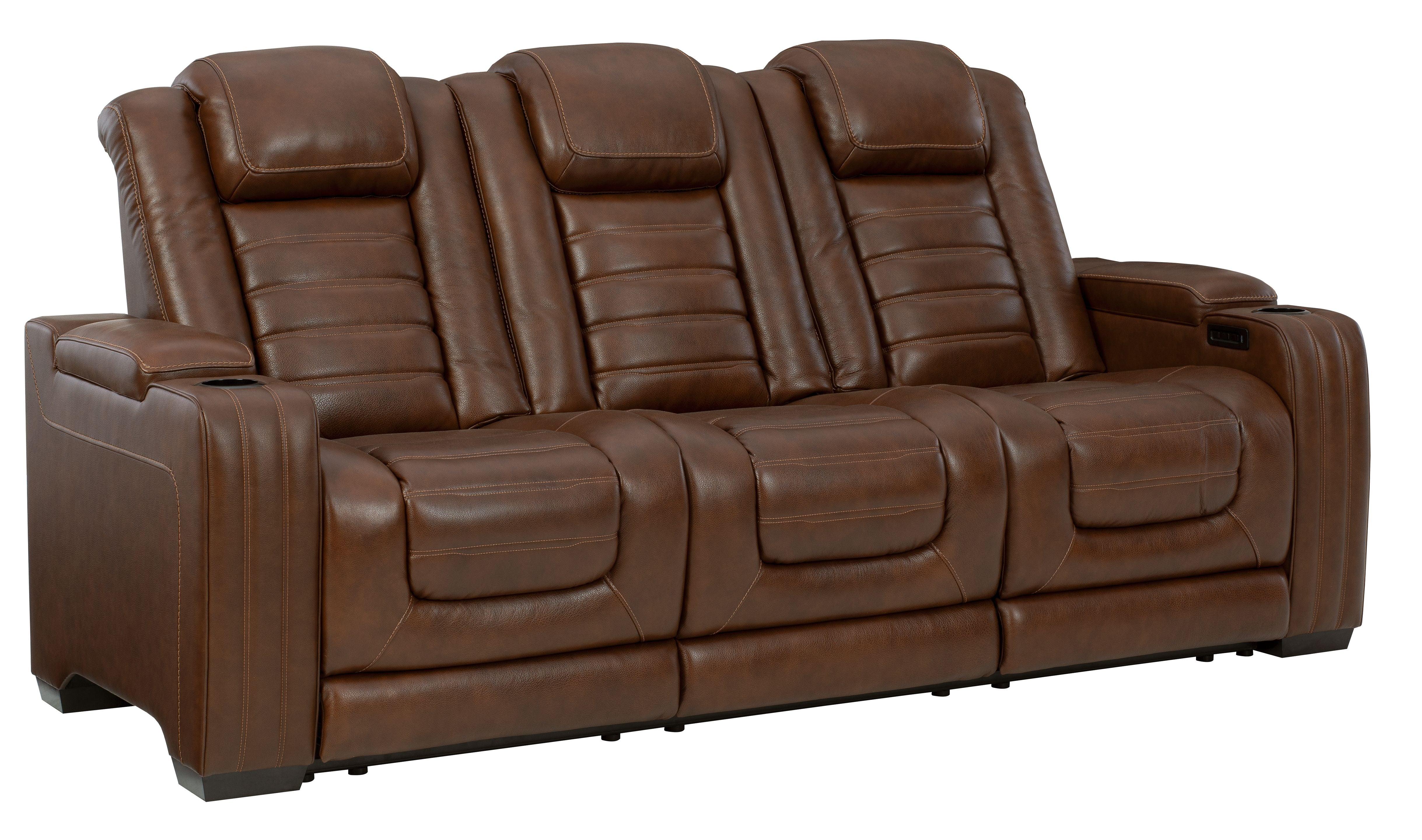 Ashley Furniture - Backtrack - Chocolate - Pwr Rec Sofa With Adj Headrest - 5th Avenue Furniture