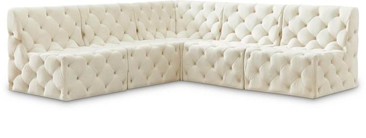 Meridian Furniture - Tuft - Modular Sectional 5 Piece - Cream - Modern & Contemporary - 5th Avenue Furniture