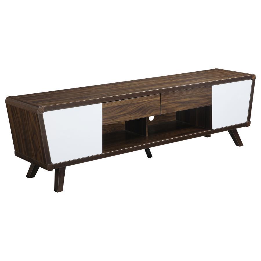 CoasterEssence - Alvin - 2-Drawer TV Console - Dark Walnut And Glossy White - 5th Avenue Furniture