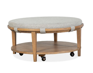 Magnussen Furniture - Lindon - Round Cocktail Table With Upholstered Top & Casters - 5th Avenue Furniture