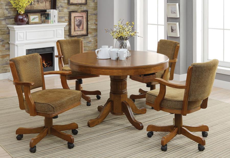 CoasterEveryday - Mitchell - 5 Piece Game Table Set - Amber And Brown - 5th Avenue Furniture