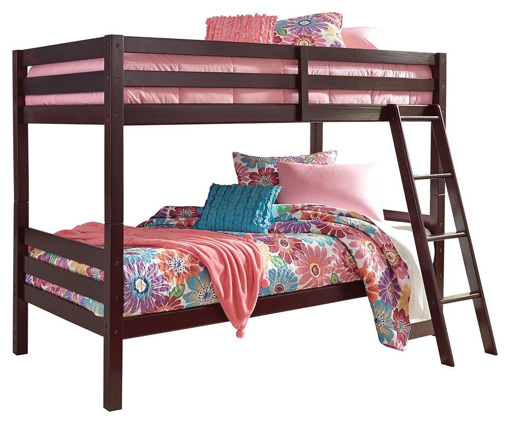 Ashley Furniture - Halanton - Dark Brown - Twin/twin Bunk Bed W/Ladder - 5th Avenue Furniture