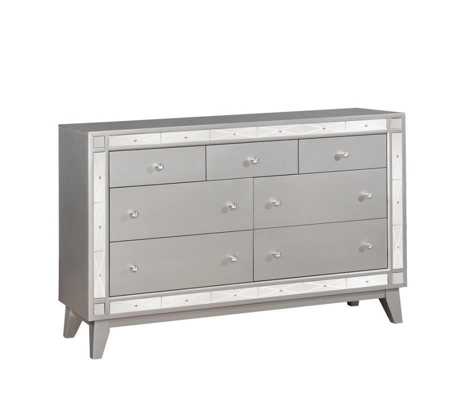 CoasterEssence - Leighton - 7-Drawer Dresser - Metallic Mercury - 5th Avenue Furniture