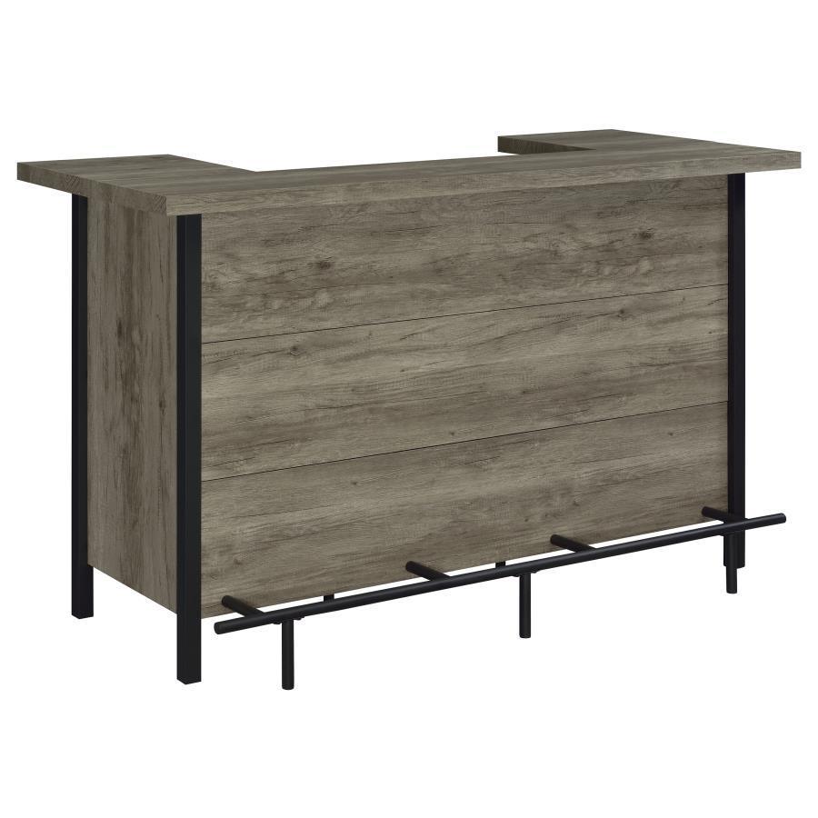 CoasterEssence - Bellemore - Bar Unit With Footrest - Gray Driftwood And Black - 5th Avenue Furniture