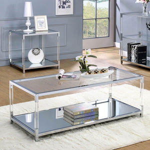 Furniture of America - Ludvig - Coffee Table - Chrome / Clear - 5th Avenue Furniture
