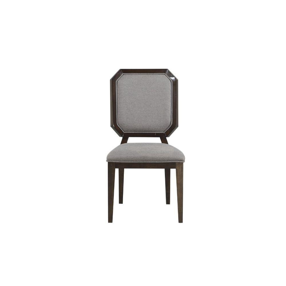 ACME - Selma - Side Chair (Set of 2) - Gray Fabric & Tobacco - 5th Avenue Furniture