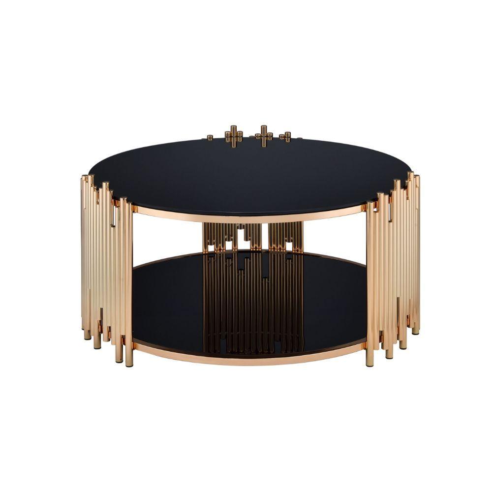 ACME - Tanquin - Coffee Table - Gold & Black Glass - 5th Avenue Furniture