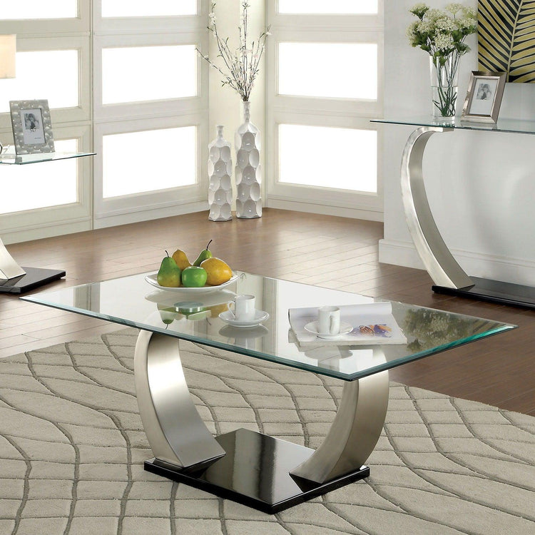 Furniture of America - Roxo - Coffee Table - Satin Plated / Black - 5th Avenue Furniture