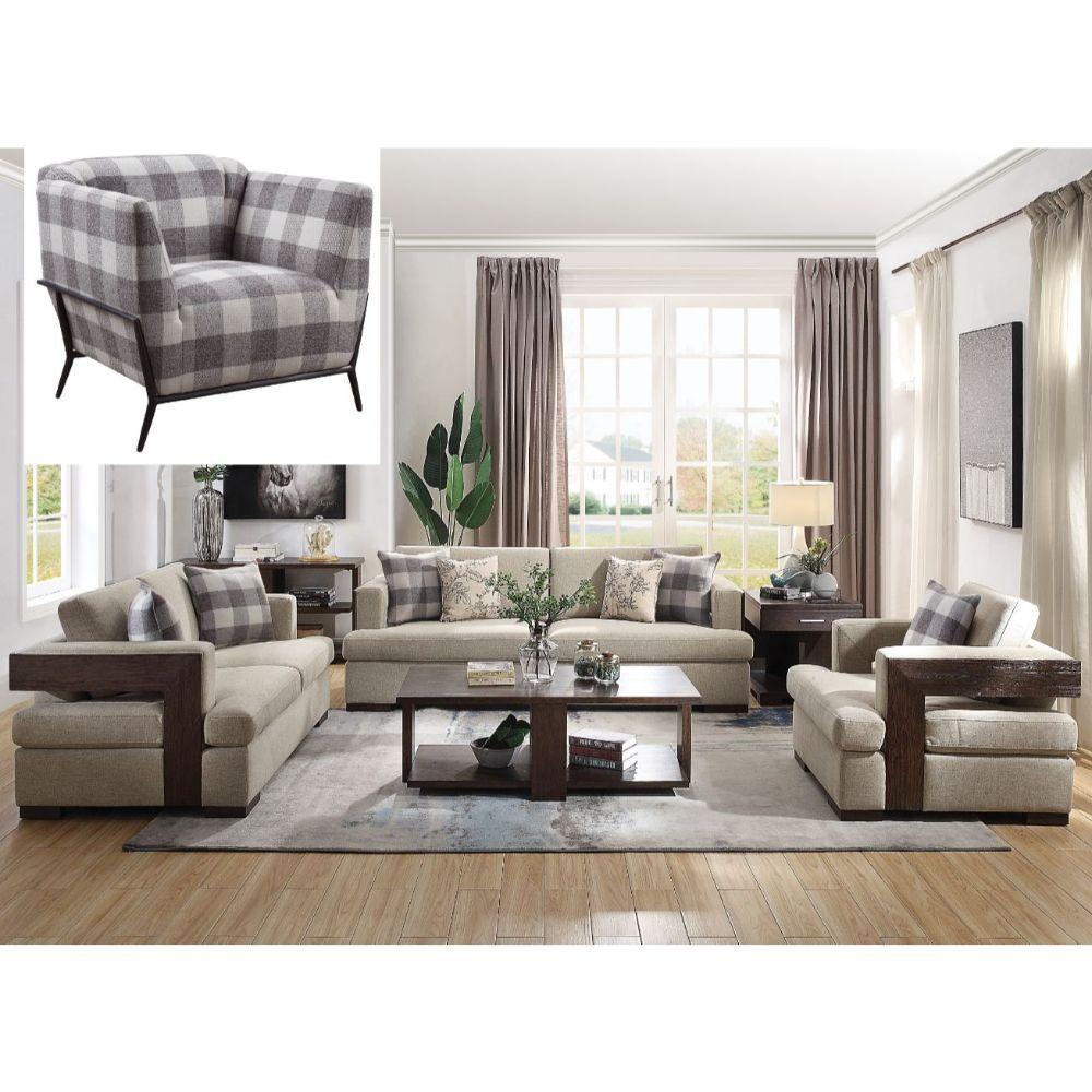 ACME - Niamey - Sofa - Fabric & Walnut - 5th Avenue Furniture