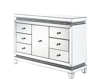 ACME - Lotus - Accent Table - Mirrored & Faux Crystals Inlay - 36" - 5th Avenue Furniture