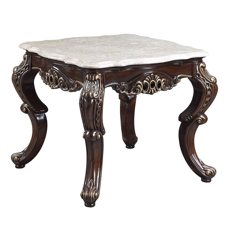 ACME - Benbek - End Table - Marble & Antique Oak Finish - 5th Avenue Furniture