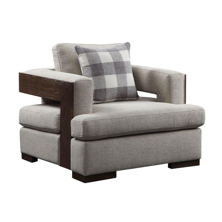 ACME - Niamey - Chair - Fabric & Walnut - 5th Avenue Furniture