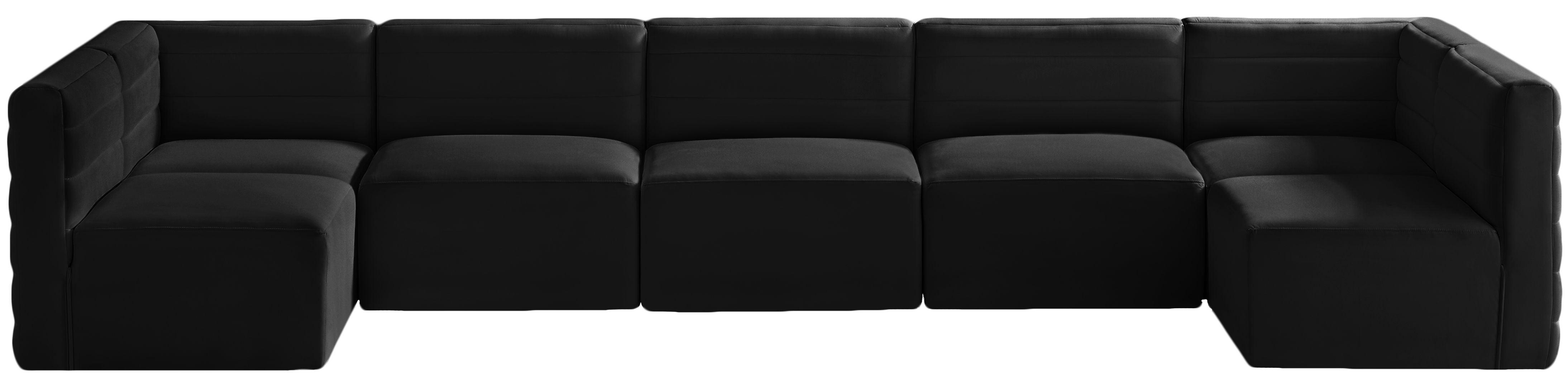 Meridian Furniture - Quincy - Modular Sectional 7 Piece - Black - Fabric - 5th Avenue Furniture