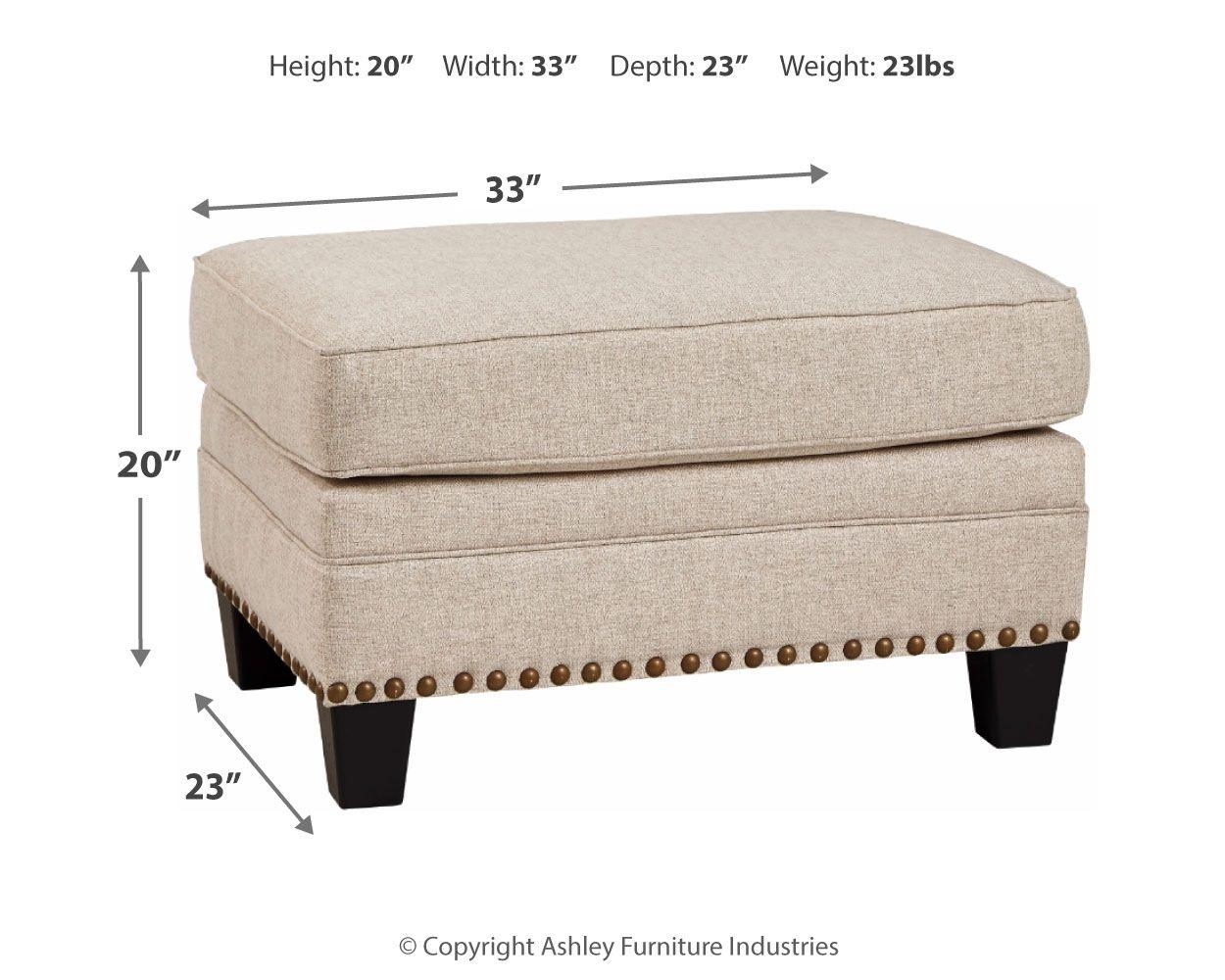 Ashley Furniture - Claredon - Linen - Ottoman - 5th Avenue Furniture